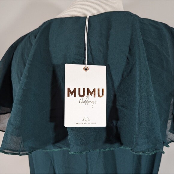 NWT Show Me Your Mumu Dress Women Size M Green Bridesmaid Ruffle High Low Wrap - Picture 8 of 10